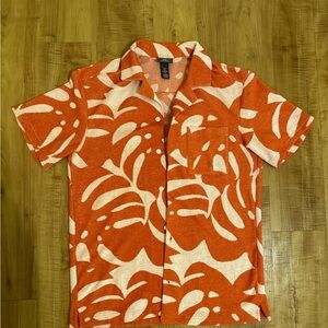 H&M Orange and White Casual Button Down Shirt